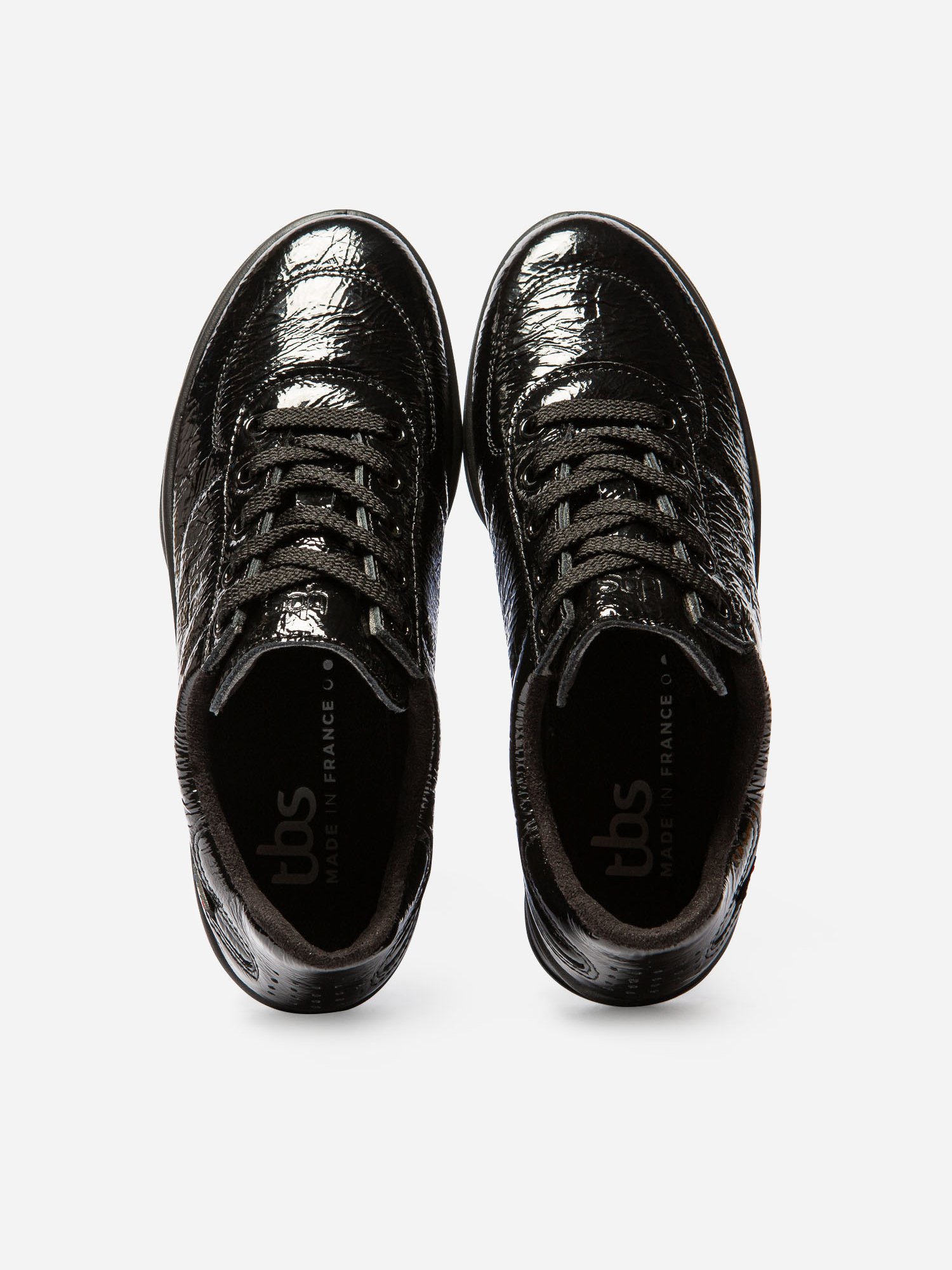 Baskets Femme Fabriquées En France Cuir Vernis Noir
