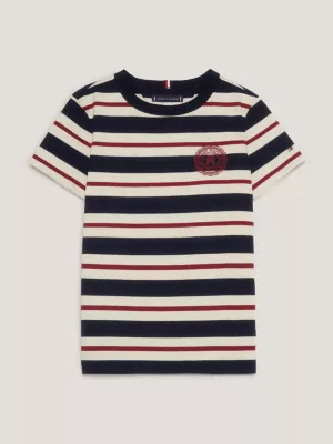 Camiseta listrada com monograma TH