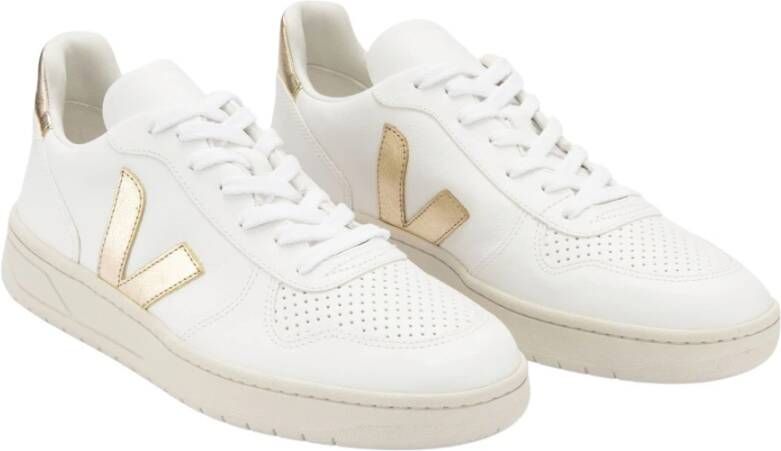 Veja V-10 Chromefree Leather Sneakers Wit Platine Vx0502935 White