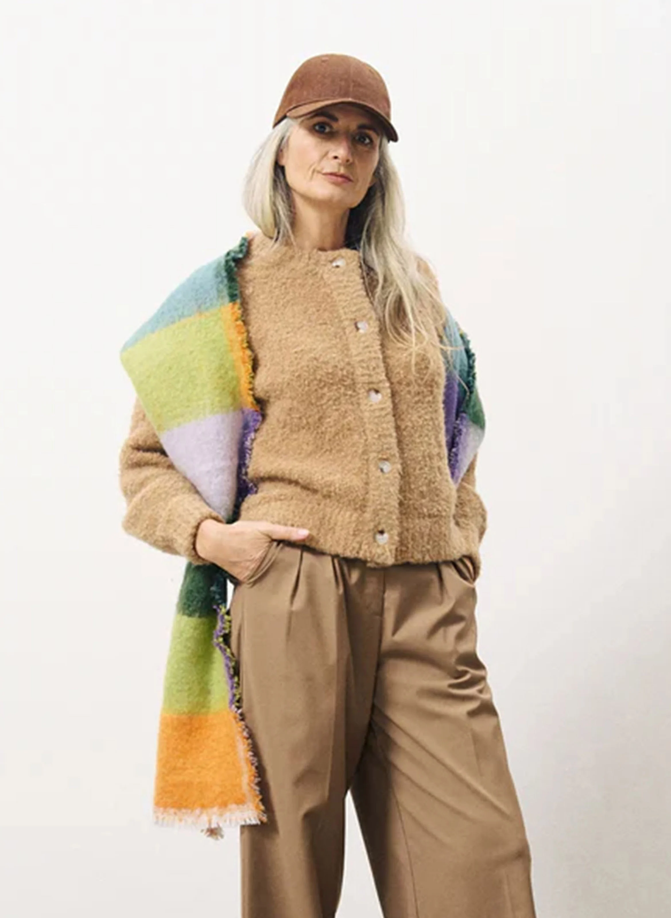 MEGANE - Cardigan col rond en maille bouclette | Marron
