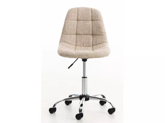 Chaise de bureau - Tissu & Métal chromé - Crème - Emil