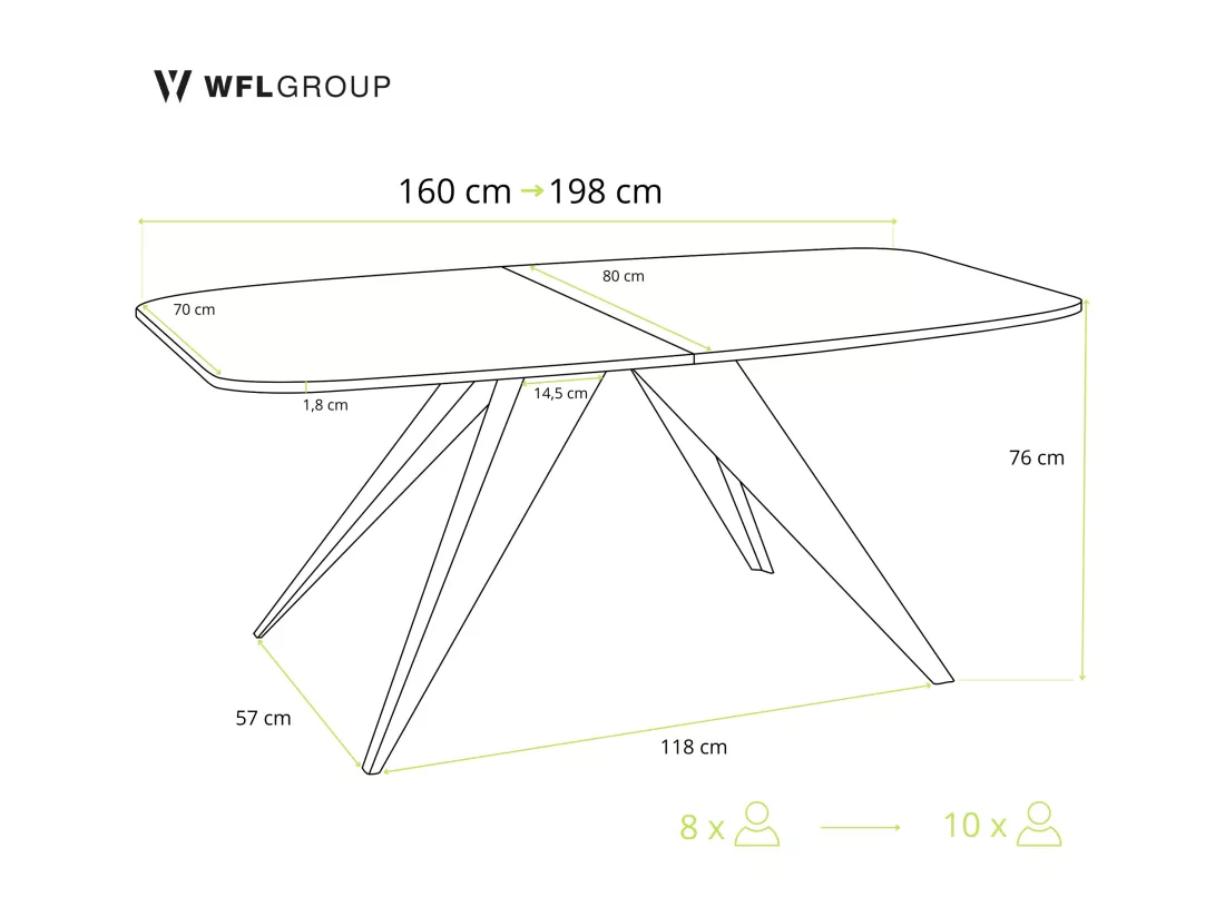 Table à Manger Extensible Style Loft - Table Industrielle Avec Pieds Métalliques Noirs - Design Moderne Pour Salon - 160 Cm Extensible à 200 Cm - Chêne Lefkas
