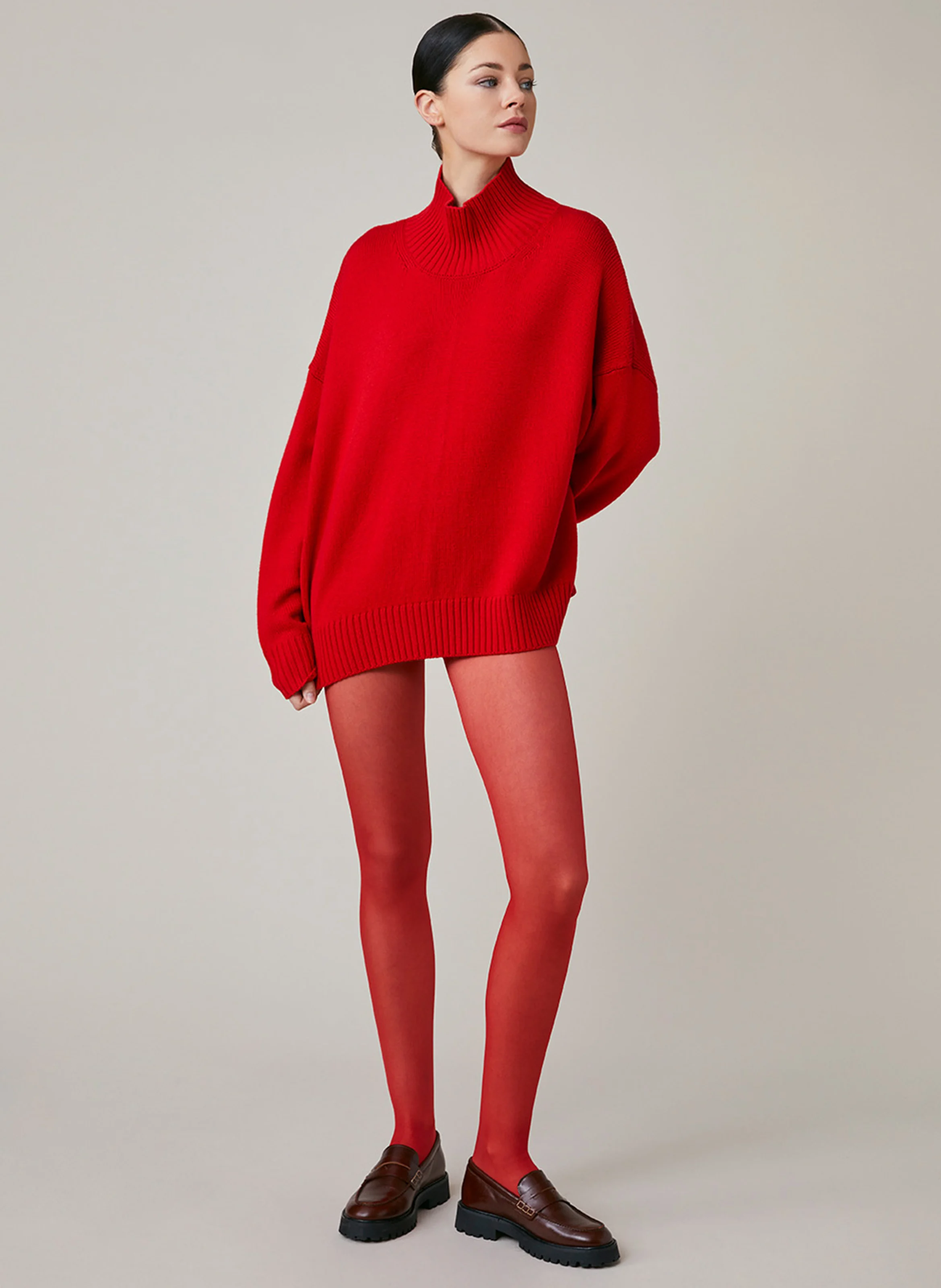 ENOCE - Pull oversize à col montant | Rouge