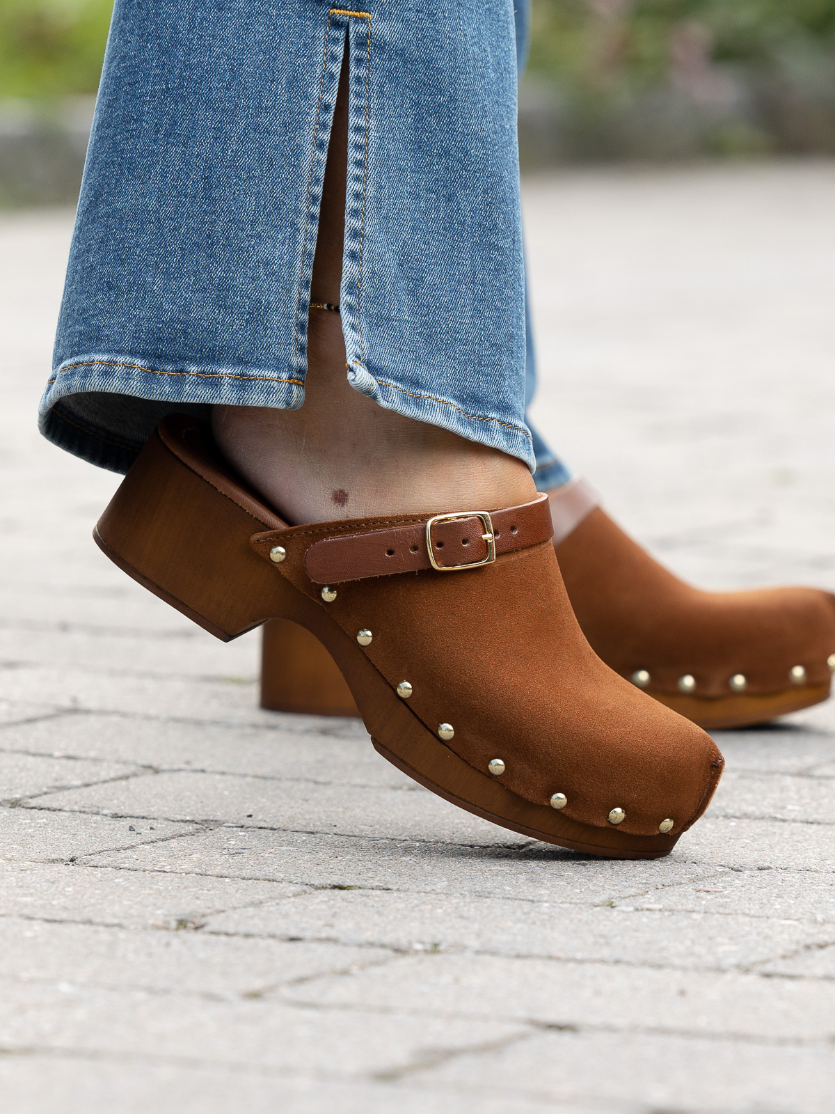 Clogs Suede Leather Brown - Trapes Sko