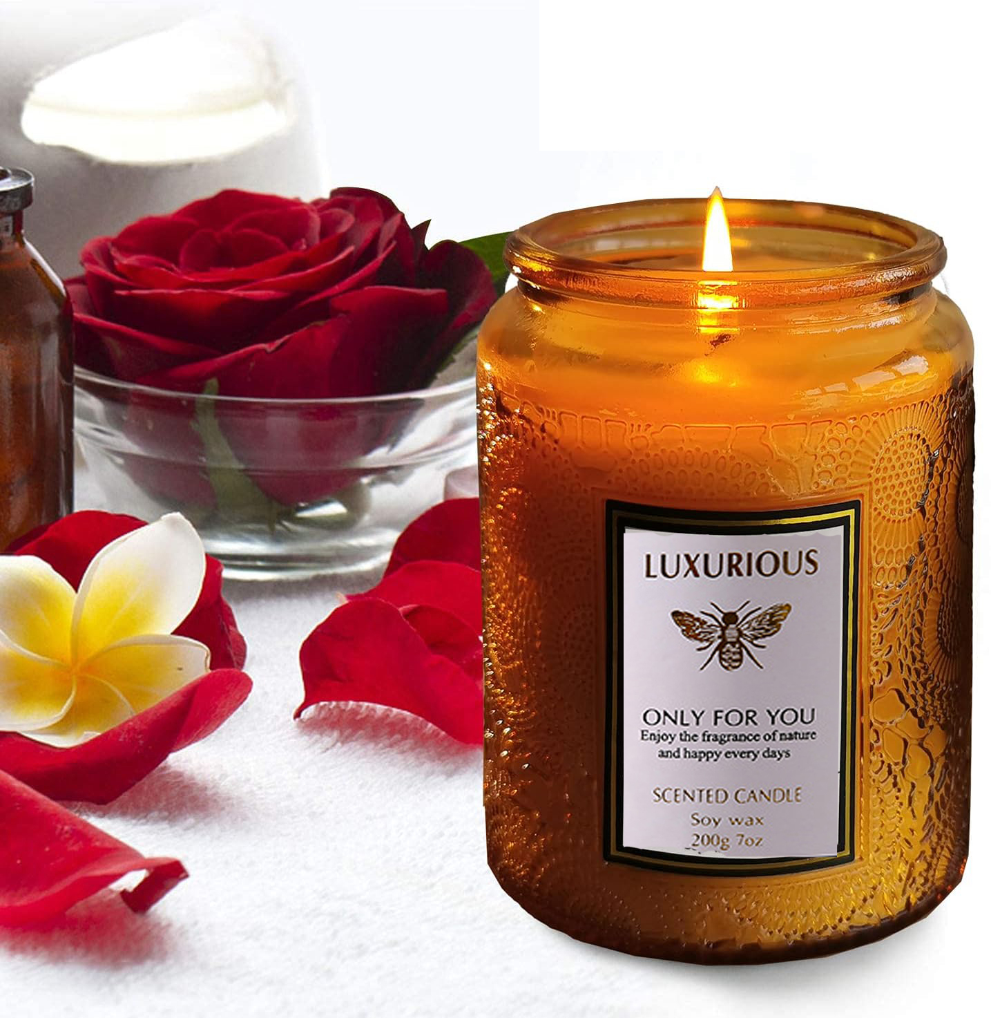 (13x9cm) Duft Kerze im Glas Aromatherapie Home Deko Wachs Kerze mit Deckel - Mandarine