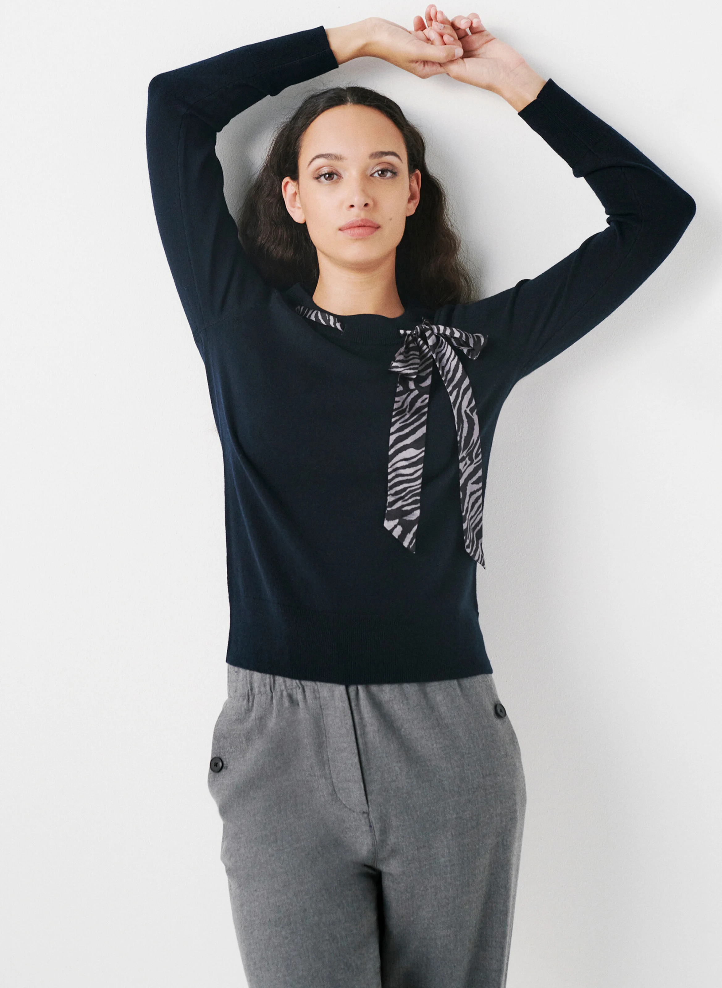 MLANA - Pull col rond en laine mélangée | Noir