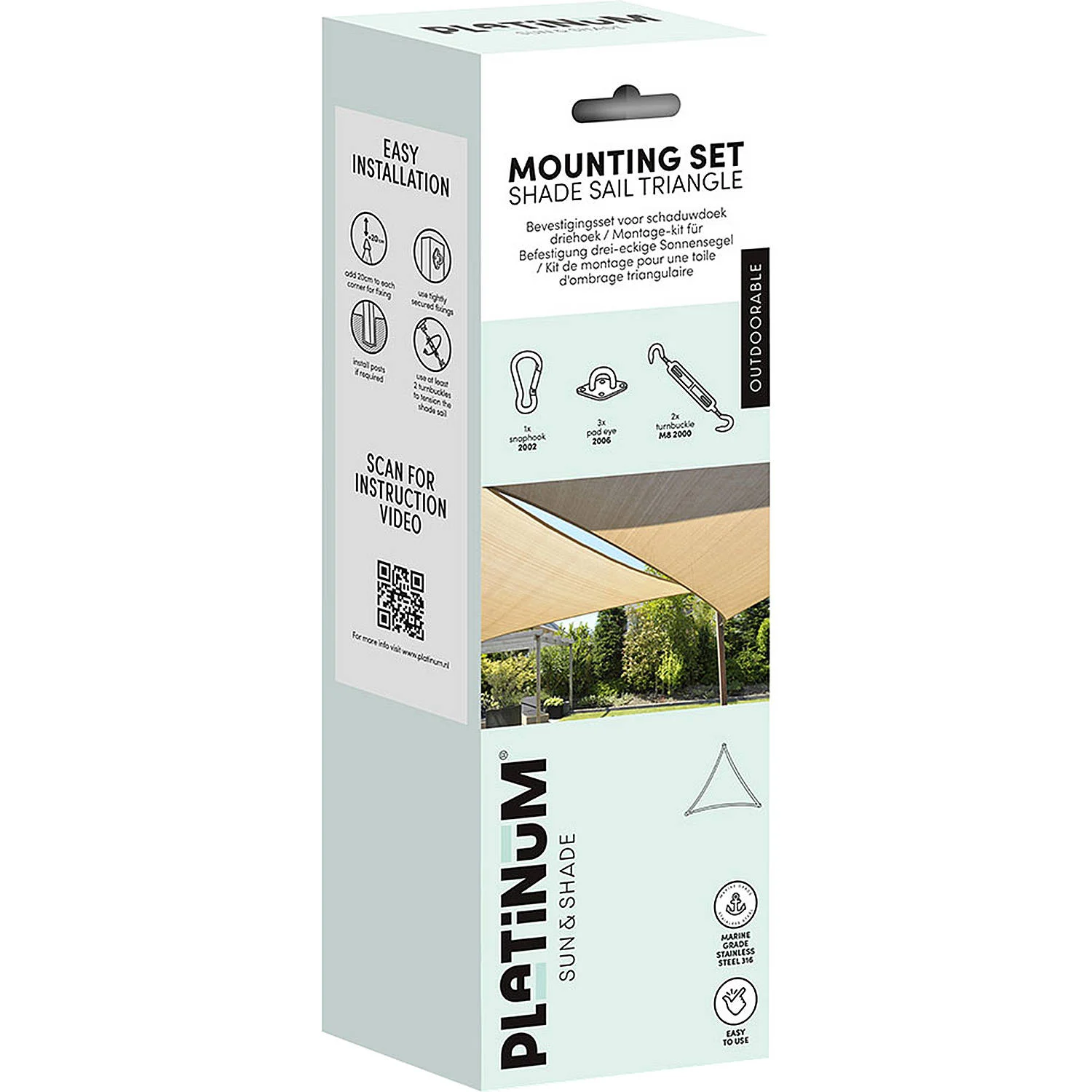 Platinum complete montage set voor schaduwdoek driehoek