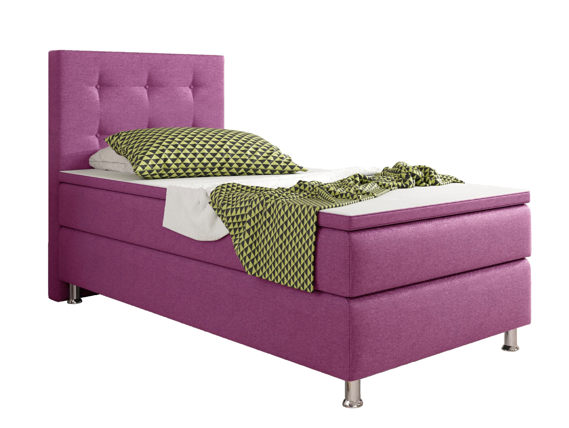 Boxspringbett KÖLN 90 x 200 cm pink/ rosa