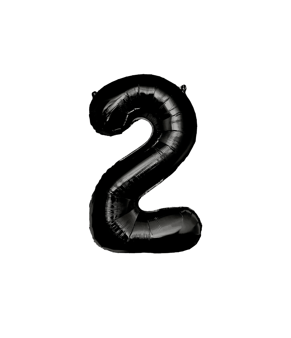 2 Jaar Cijfer Ballon Zwart 86cm
