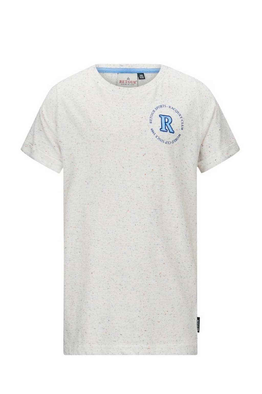 Retour Jeans T-shirt Karl met backprint offwhite/blauw