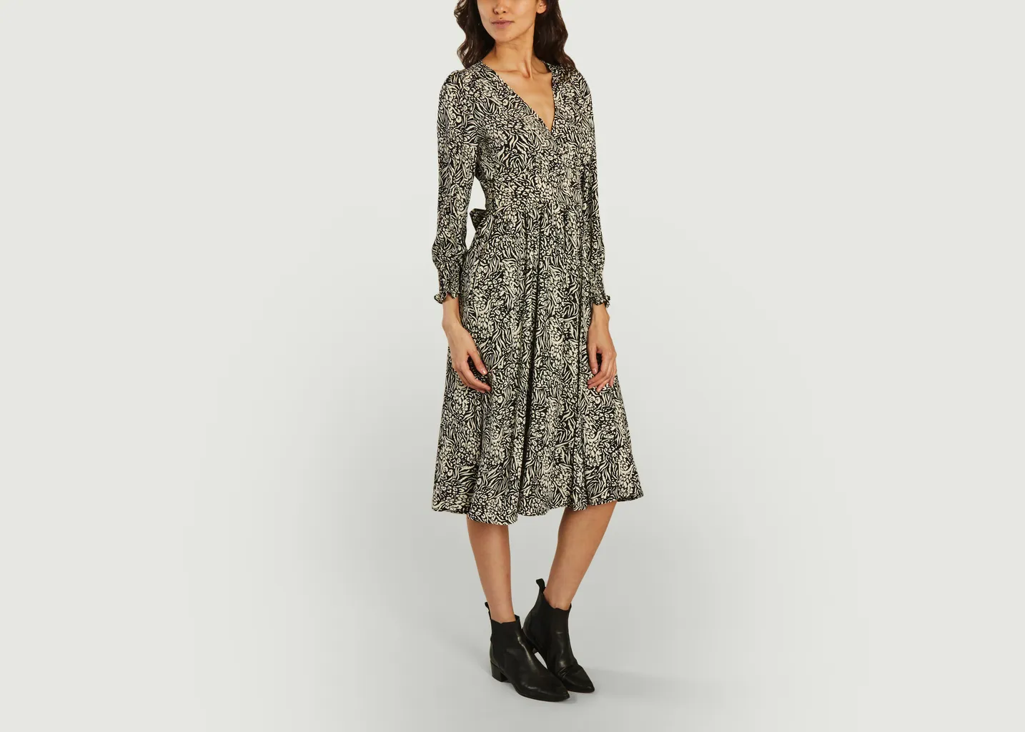 Robe midi portefeuille motif zébré Chelsea Suncoo