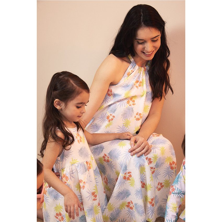 Robe à manches courtes imprimé fantaisie pour bébé fille - Blanc