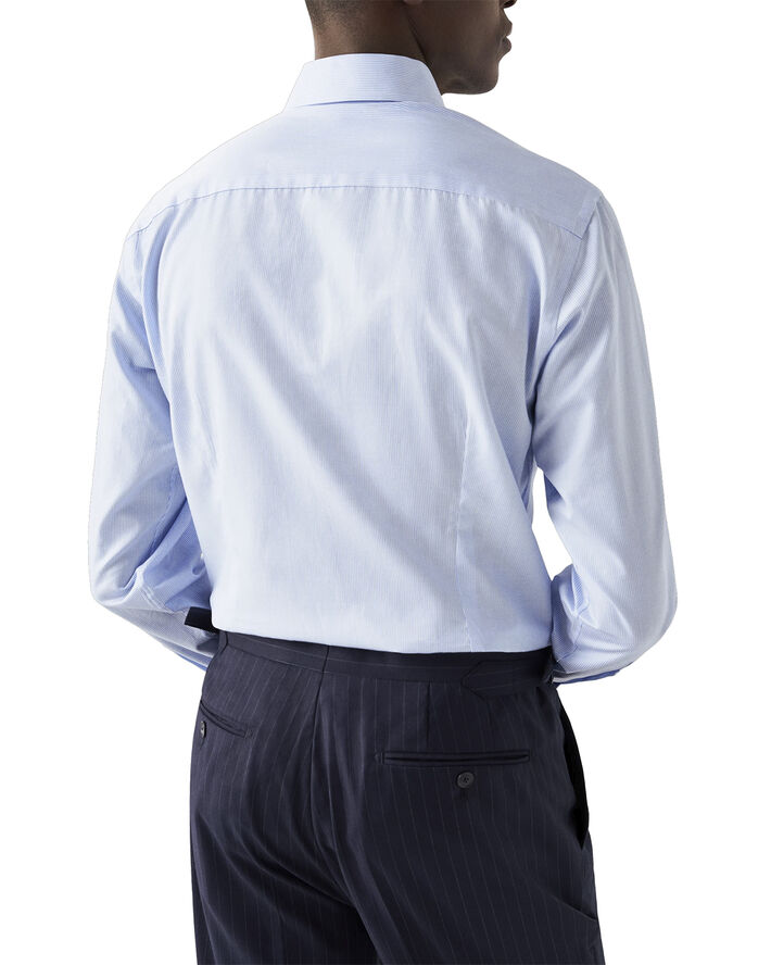 ETON Slim Fit Light Blue Fine Stripe Signature Twill Shirt Blå