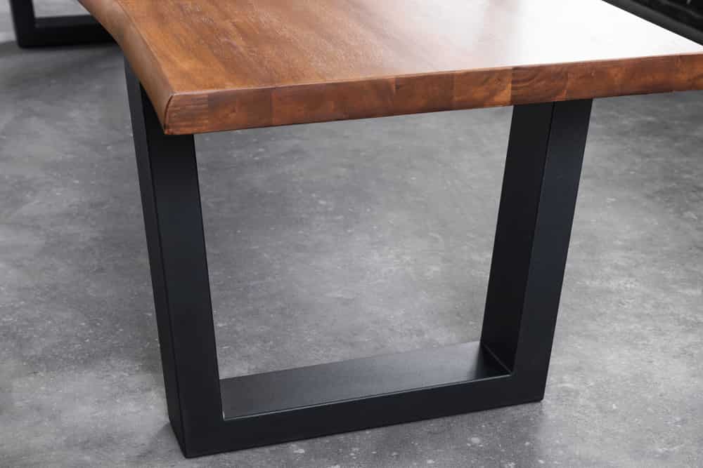 Massive Sitzbank GENESIS 200cm braun Akazienholz mit Rückenlehne Baumkante