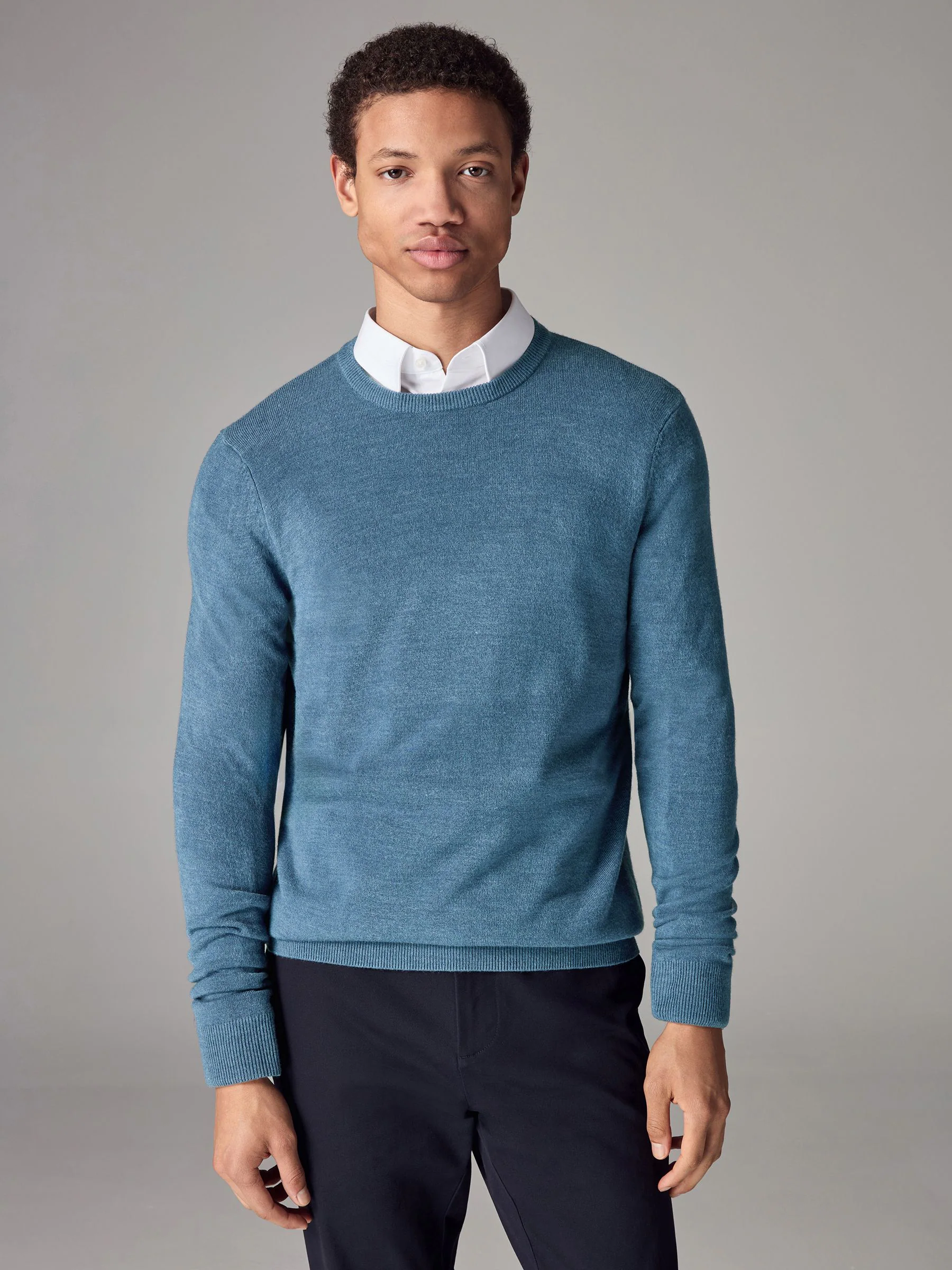 Blauw - Regular Fit Soft Touch Crew Neck Jumper