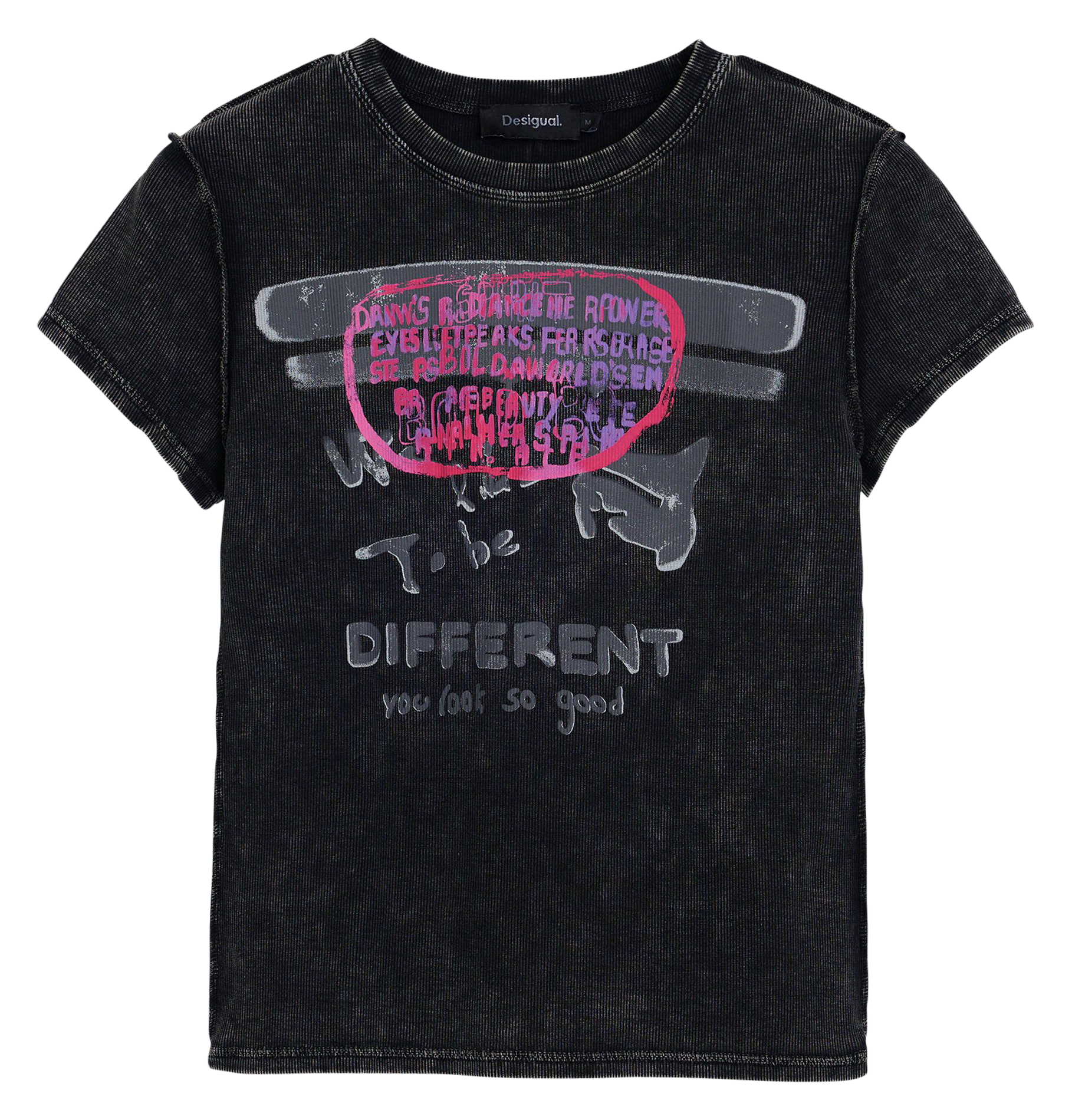 Tee-shirt imprimé en coton mélangé | Noir