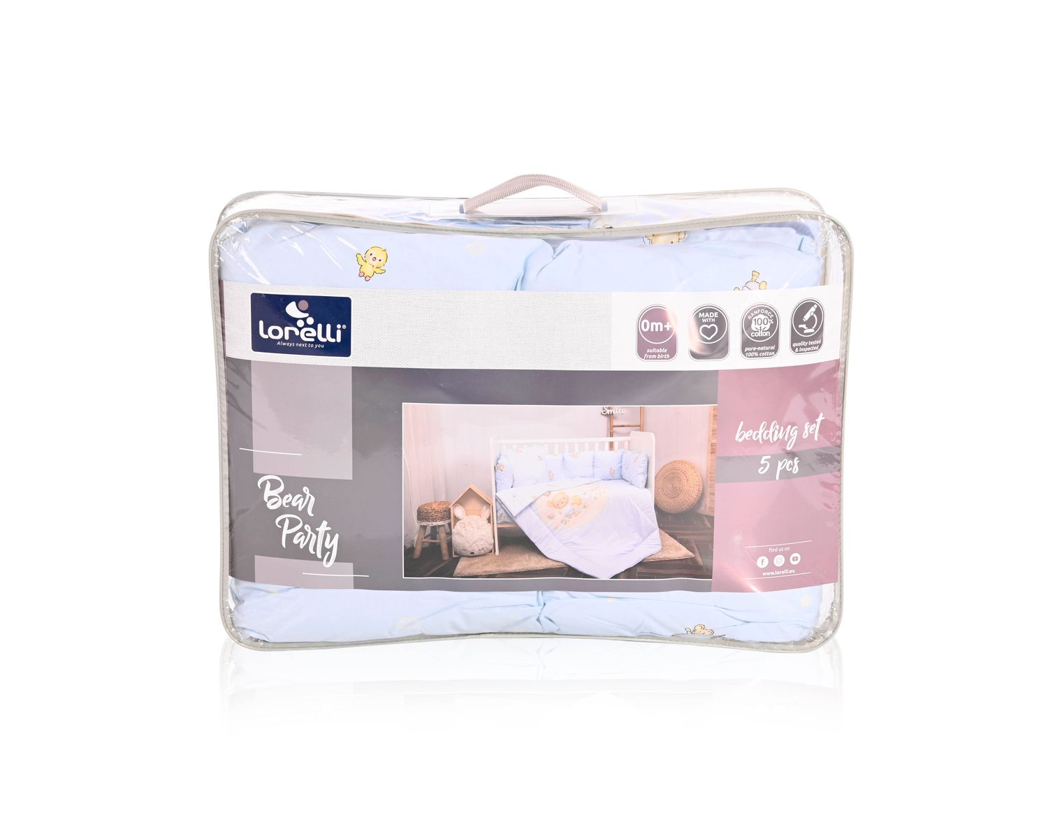 Lorelli Babybettwäsche-Set 5-tlg. Decke 140 x 95 cm Kissen 43 x 35 cm Nestchen beige Krone