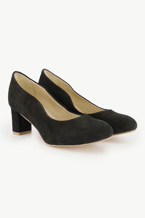 Leder-Pumps, Veloursleder, Wellenschnitt, Weite H