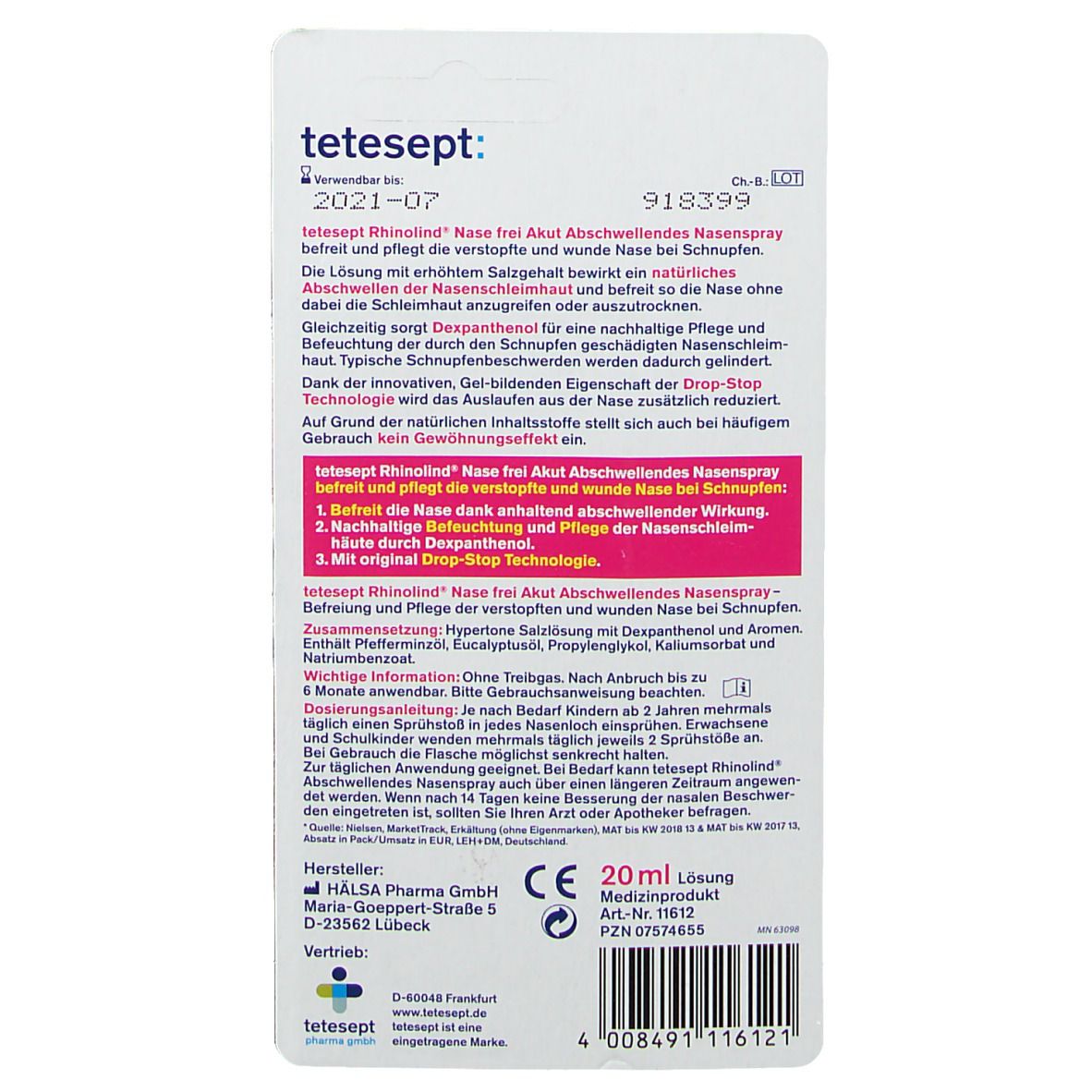 tetesept® Rhinolind Abschwellendes Nasenspray