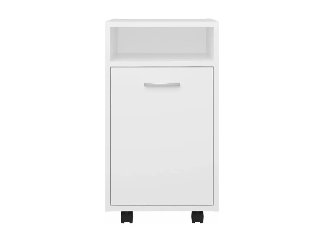 Armoire latérale avec roues Blanc 33x38x60 cm Bois d’ingénierie