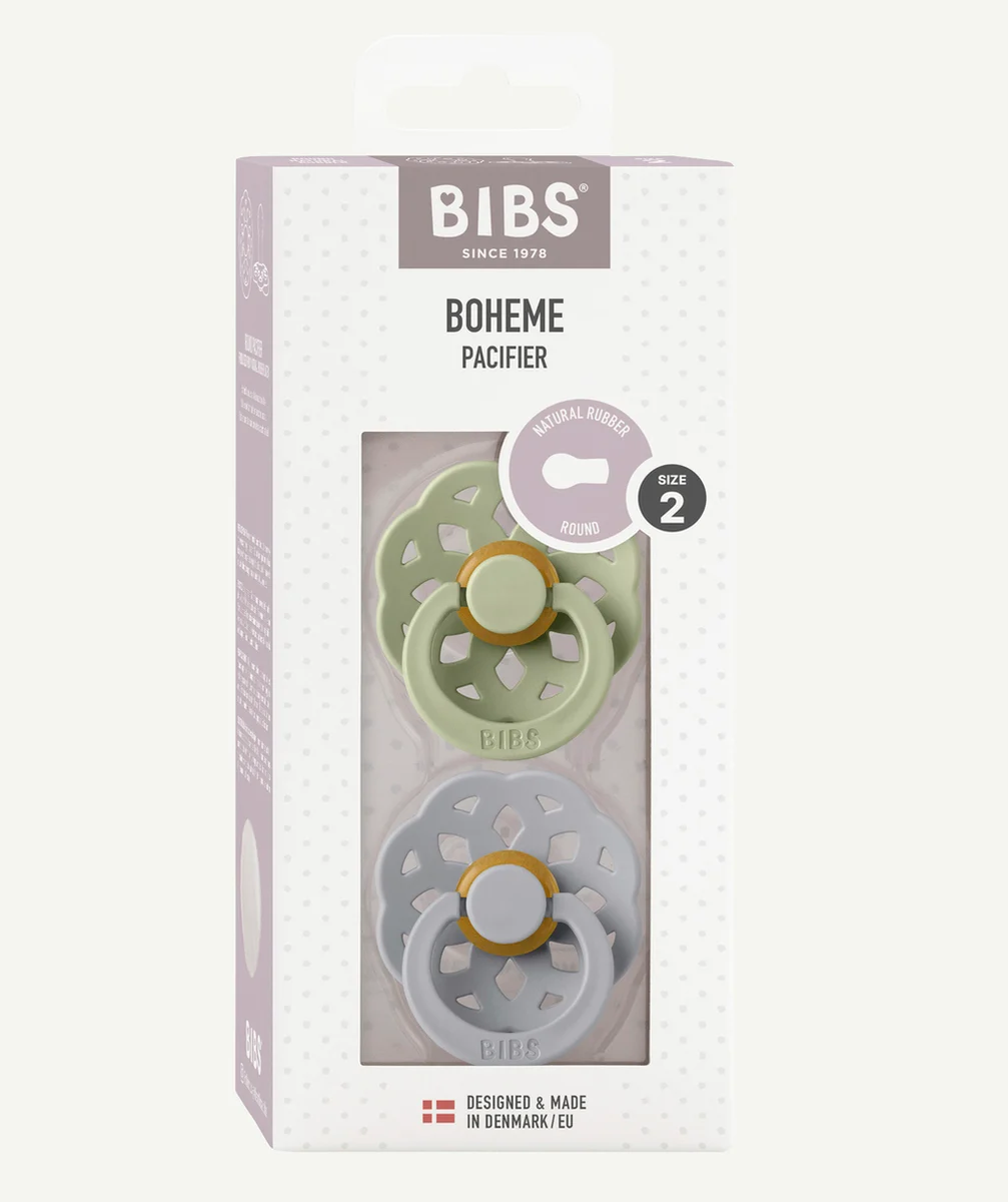 BIBSLOT DE 2 TÉTINES BOHÈME GRISE ET VERTE