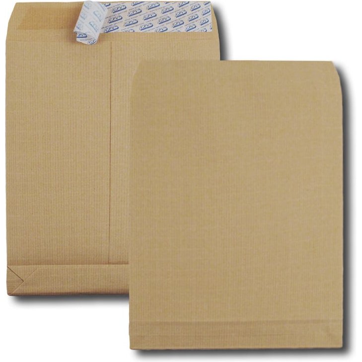 Pochette kraft armé 120g adhésive économique c4 229x324mm soufflets latéraux 30mm paquet 5 unités