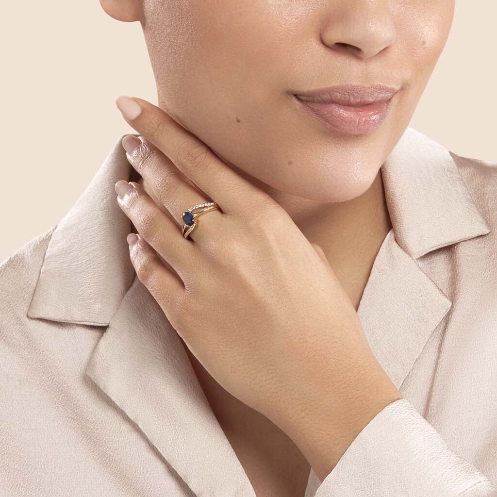 Bague Tyana Plaqué Or Jaune Pierre De Synthese Et Oxyde De Zirconium