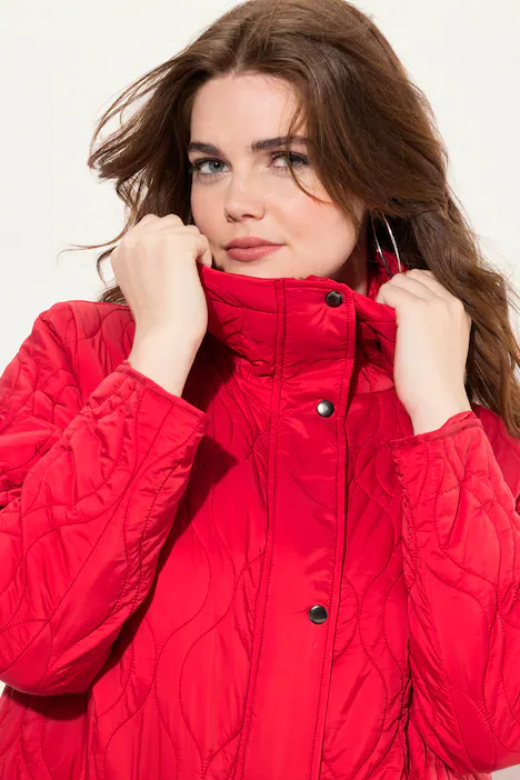 HYPRAR Steppjacke, 2-Wege-Zipper, Kapuze, recycelt, salsa