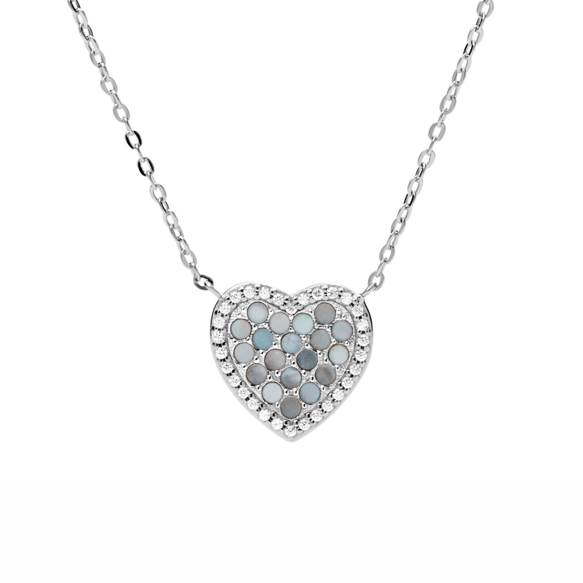 Collier Fossil Elliott coeur nacre bleue