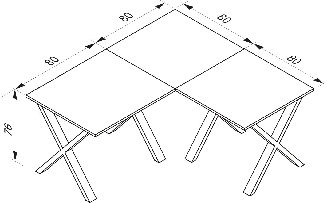 VCM Eckschreibtisch Schreibtisch Computer Winkeltisch Lona T. 80 cm X Silber