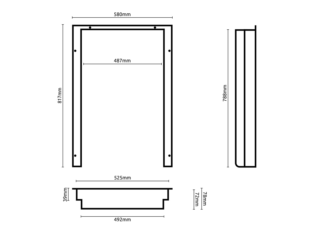 Hyckes HyFridge 85 flush mount inbouwframe