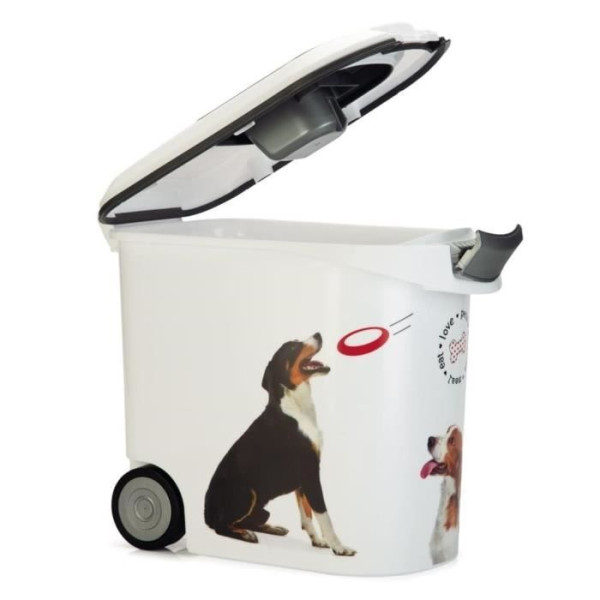 Conteneur a croquettes pour chien a roulettes 12 kg - 35l - love pets