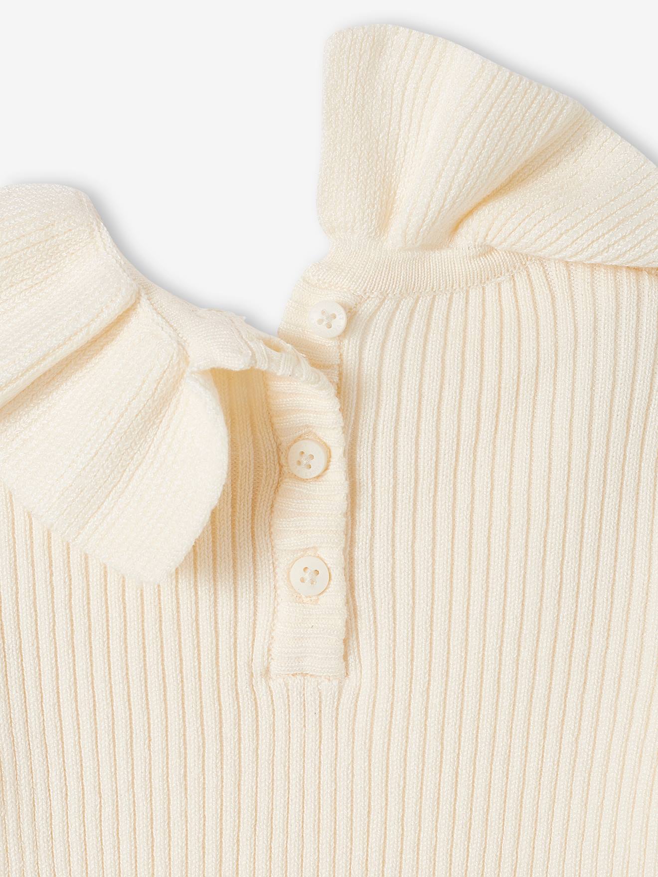 Suéter de bebê com babados, branco-creme
