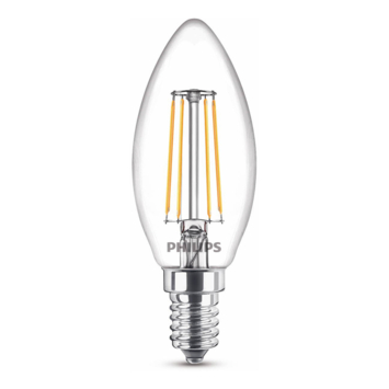 Philips LED kaars E14 duopack filament helder niet dimbaar