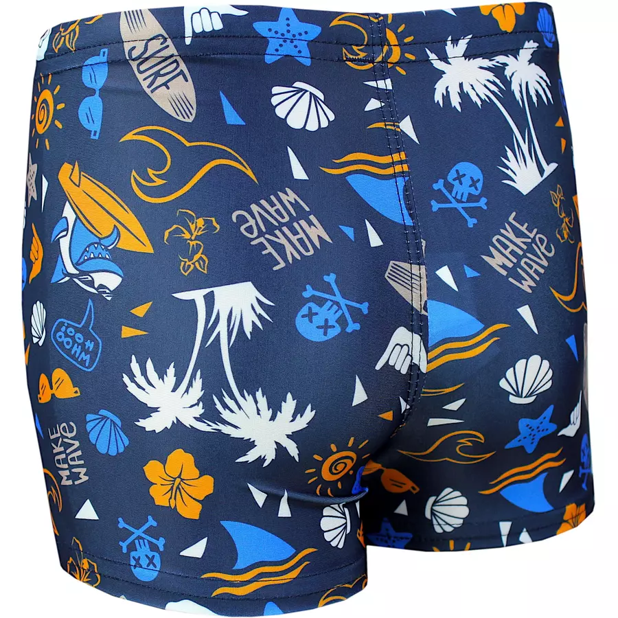 Aquarti Jungen Badehose Gestreift mit Motiven dunkelgelb