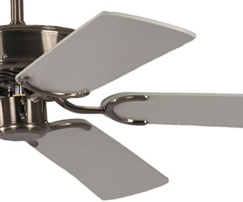 Deckenventilator ohne Beleuchtung Potkuri, Gehäuse gealtertes Silber, Wendeflügel Weiß oder Weiß mit Rattaneinlage, 132 cm, für Räume bis zu 25m²