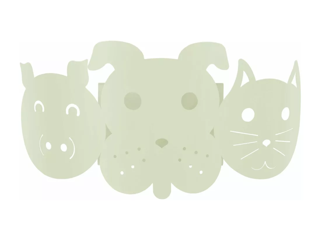 Applique enfant métal chien vert 12 cm.