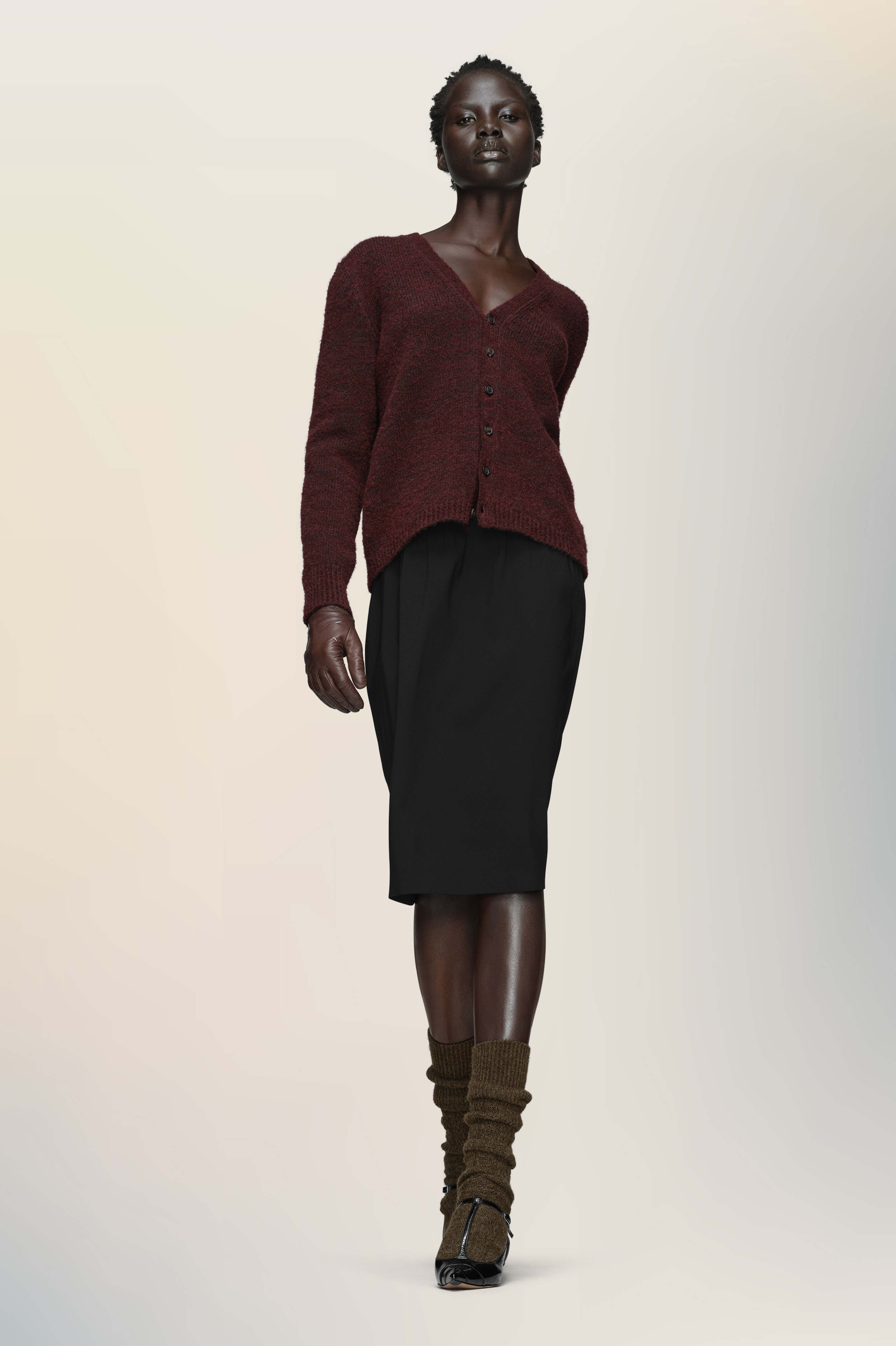 Cardigan en maille rouge en laine - femme