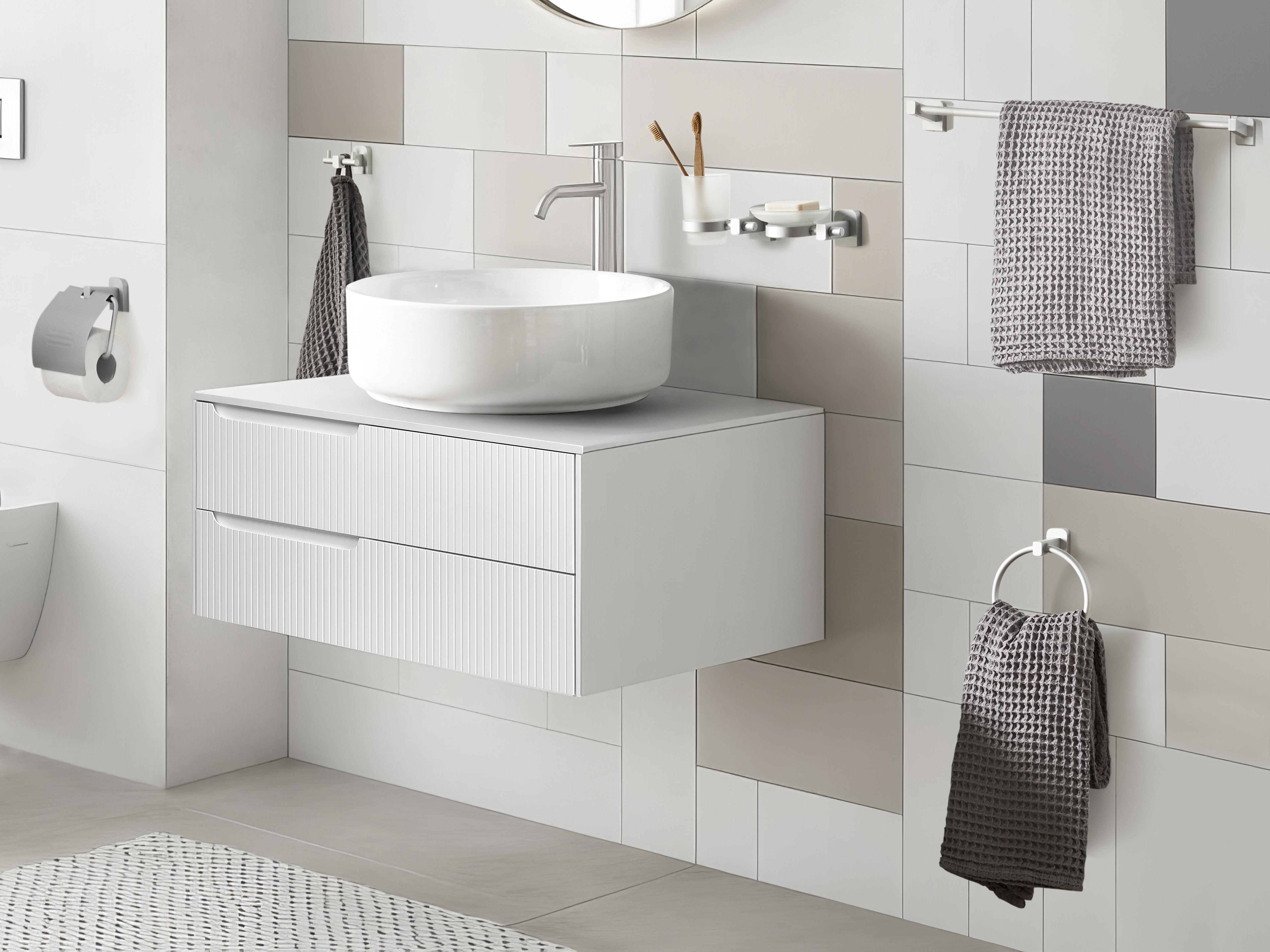 6-delige badkamer hardware set POCONE met handdoekstangen en -haken Zilver