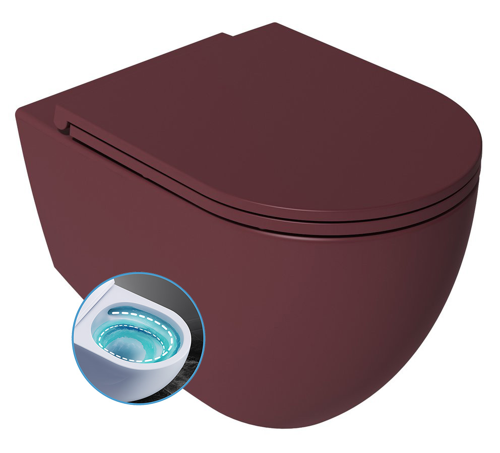 Isvea Infinity toiletpot met tornado flush met softclose zitting rood