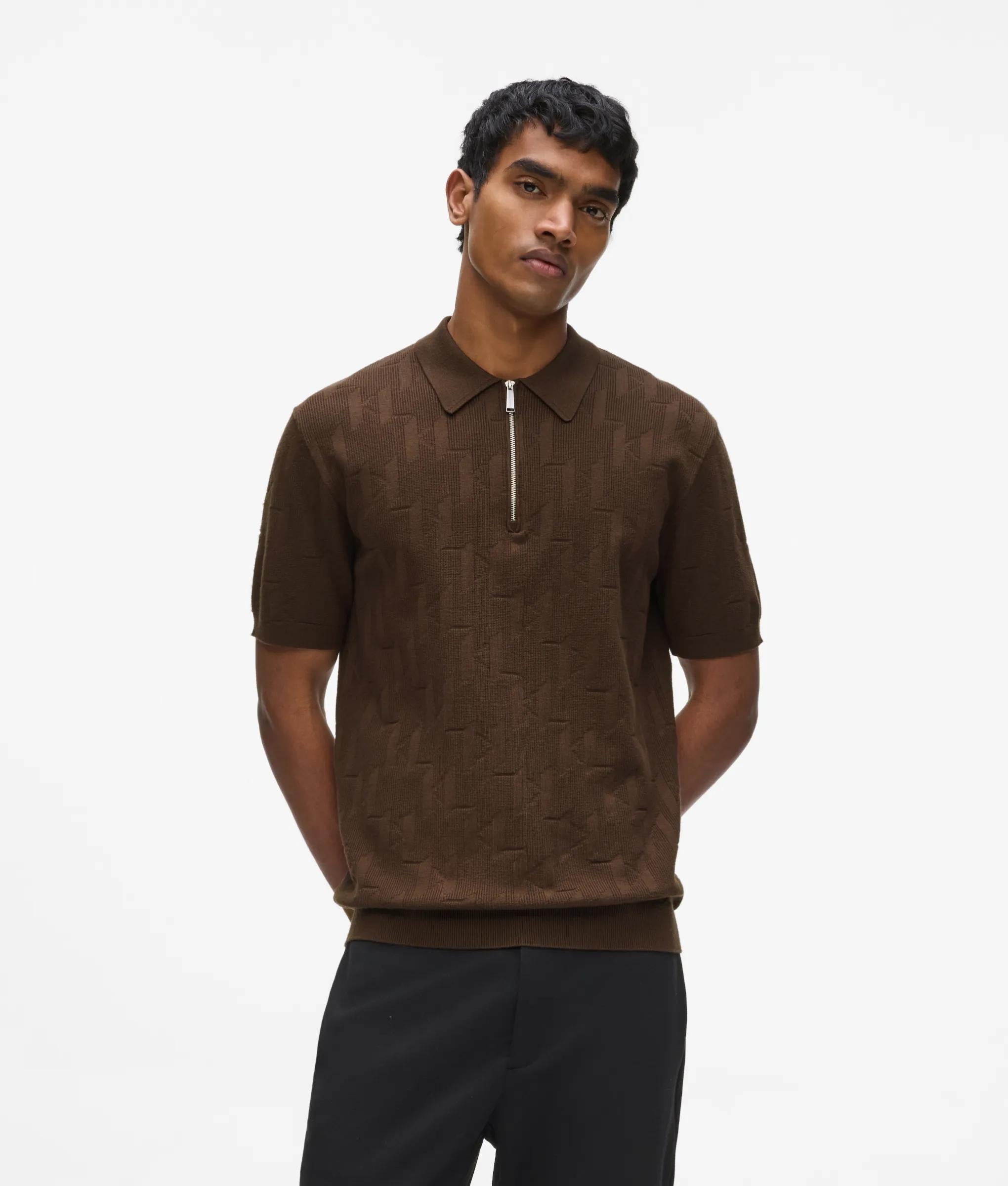 Monogram poloshirt met rits