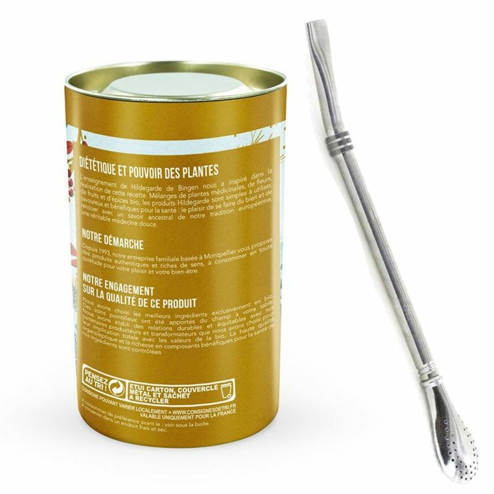 Tisane bio soirées d'hiver + paille inox avec filtre
