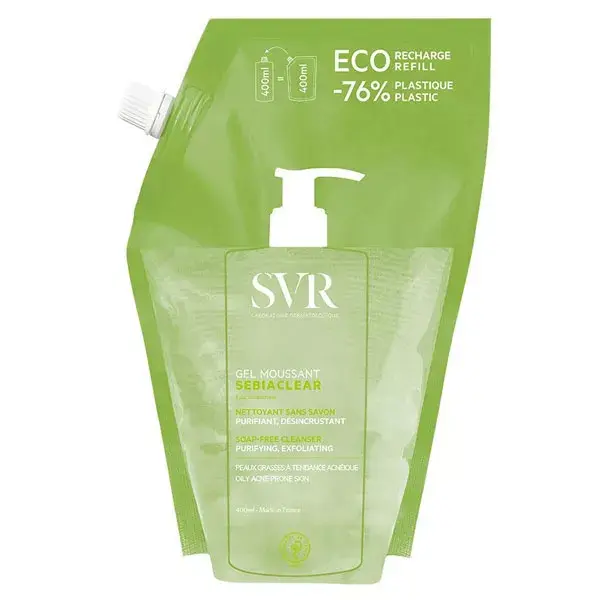 SVR Sebiaclear Gel Moussant 400ml + Eco-Recharge 400ml Peaux Tendance Acnéiques