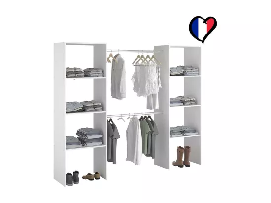 Dressing blanc avec étagères, penderies 220x40x180 ELYSEE