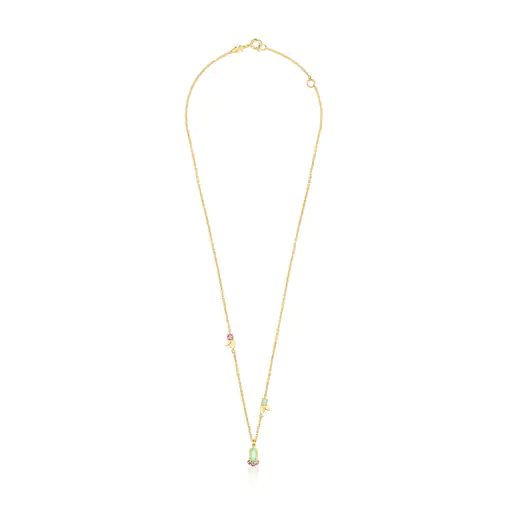 Colar com banho de ouro 18k sobre prata e pedras preciosas - Natureza Frágil