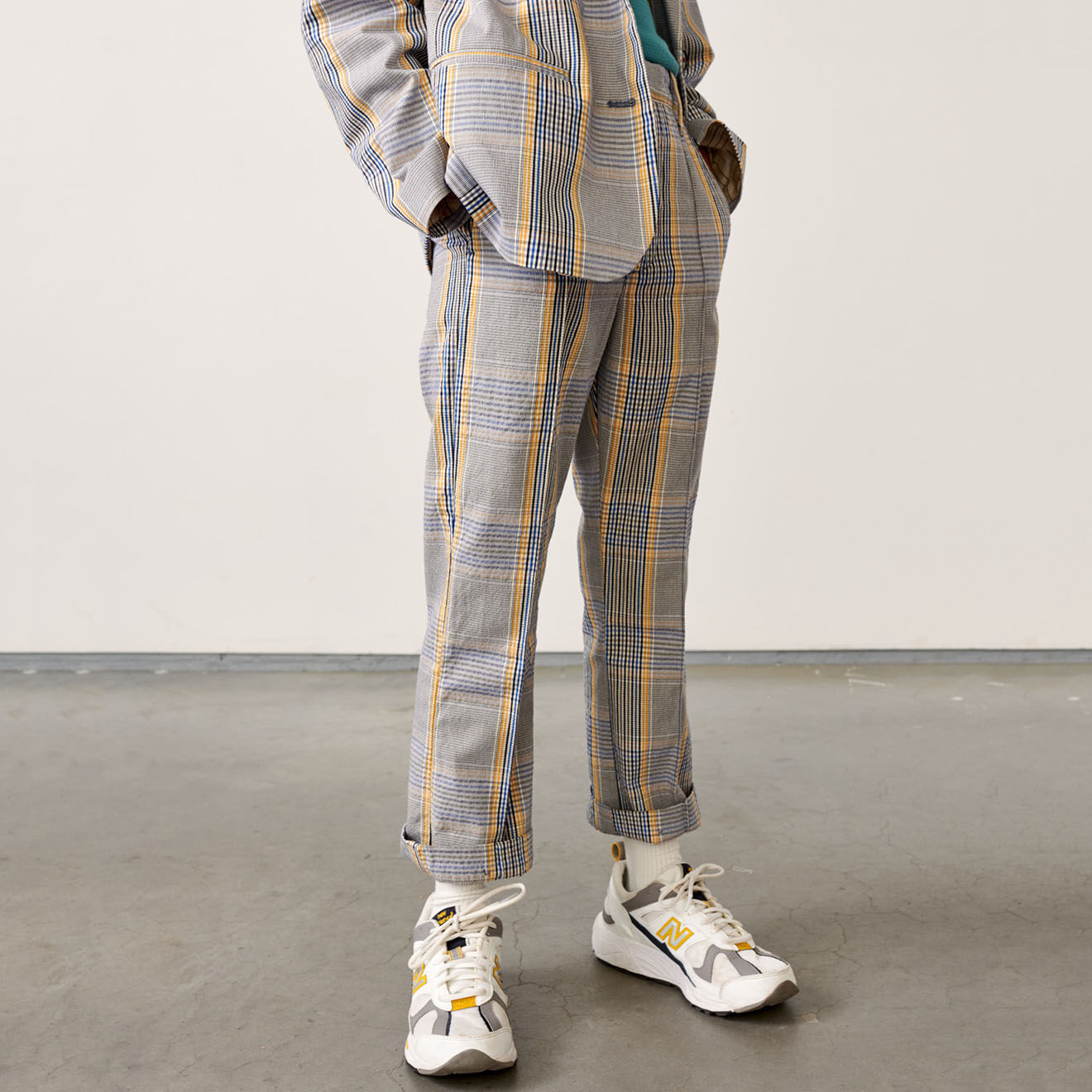Bellerose Pantalon Phiby en Coton mélangé 7/8 à carreaux gris