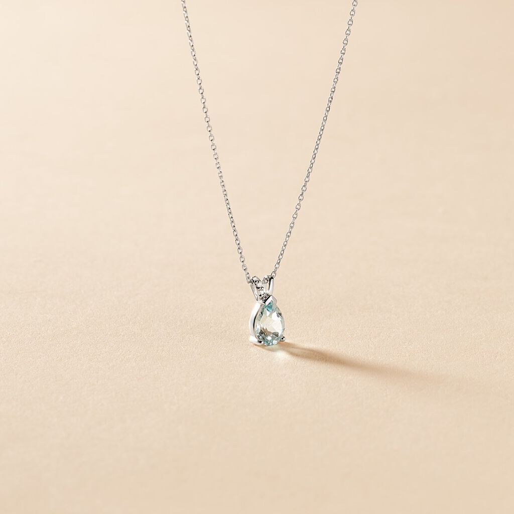 Collier Teresa Or Blanc Topaze Et Diamant