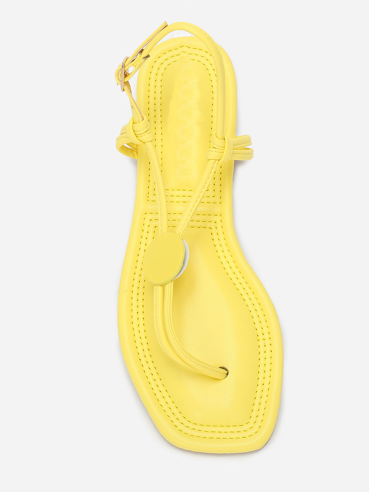 Nu-pieds à empiècement rond- Jaune