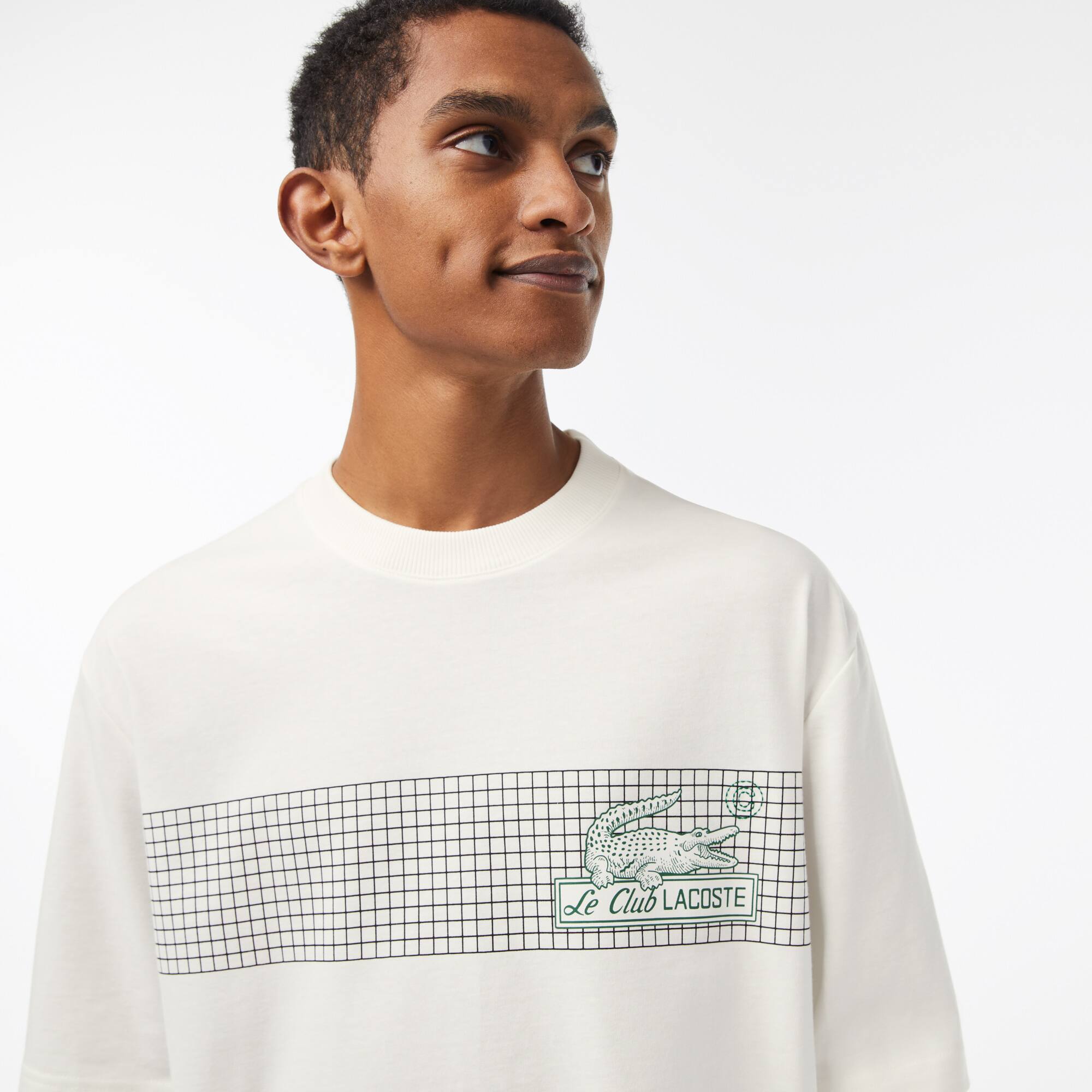T-shirt homme Lacoste oversize fit imprimé inspiration tennis T-Shirts - Blanc - Lacoste - Homme