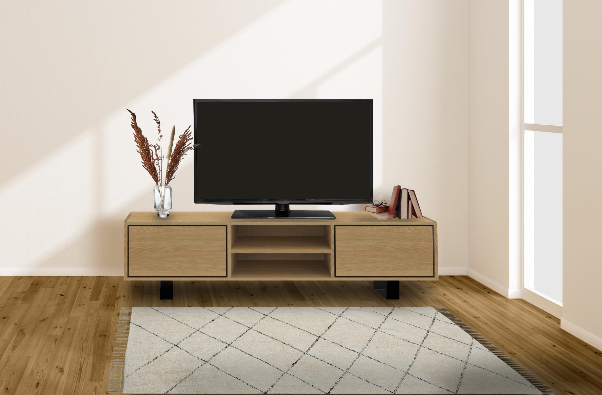 Timber TV-møbel træ   ben sort